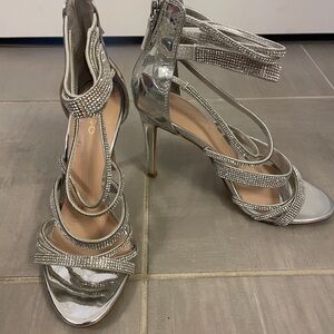 Aldo Haondra Metallic Silver Strappy Heels
